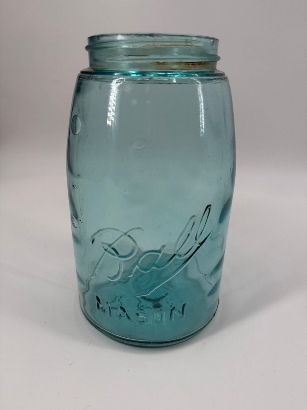 Vintage Ball  Mason Jar Aqua Green Glass Quart Canning Bottom Mark 4M